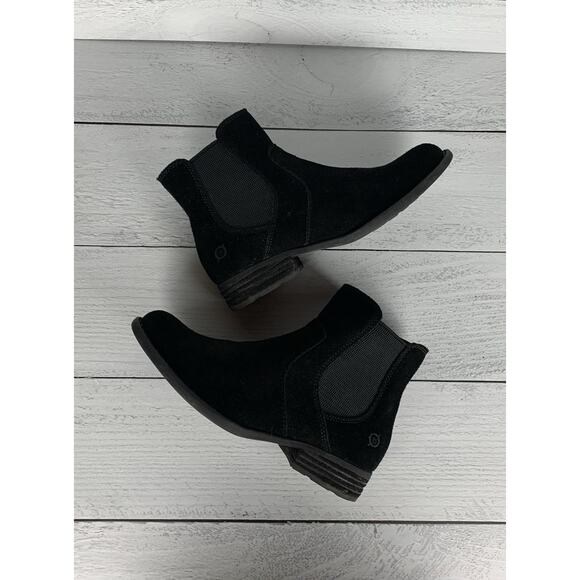 BORN Women's Size 7 M Black Bresson Suede Leather Slip On Booties Boots Shoes - Picture 1 of 14